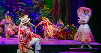 Mark Evans (Bert) and Elena Shaddow (Mary Poppins) and the cast of "Mary Poppins."